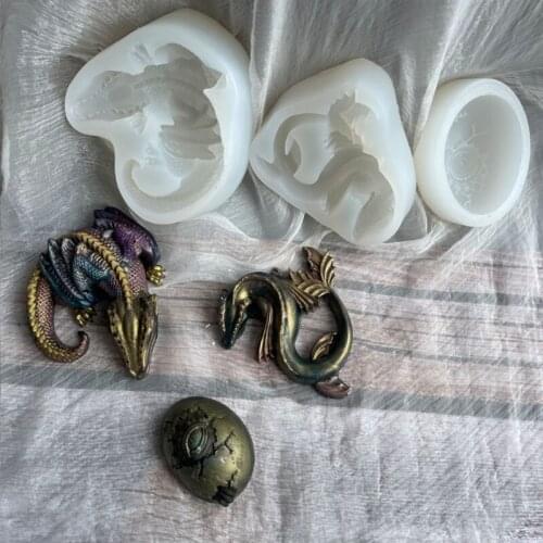 Easter Dinosaurs Epoxy Resin Mold Plaster Clay Soap Casting Silicone Mould DIY Crafts Ornaments Decorations Making Tools