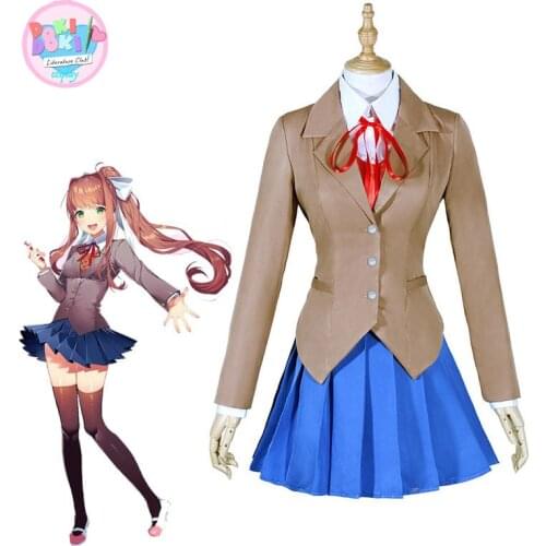 Doki Doki Literature Club Monika Cosplay Sayori Yuri Natsuki Cosplay Costume School Uniform Girl Women Costume Game Cos