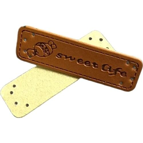 4 Options Candy Logo Stock Leather Tags for Clothes Handmade PU Labels for Love Gifts Sewing Label for Leather Craft Accessories