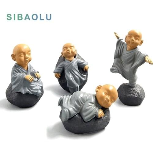Feng shui resin people Buddha statue monks miniature fairy figurines bonsai garden home decoration accessories decor kawaii toys