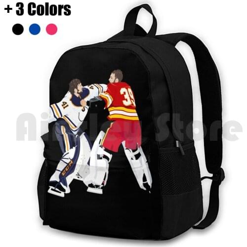 Hockey-Goalie Fight! Outdoor Hiking Backpack Riding Climbing Sports Bag Hockey Fight Battle Of Alberta Alberta Battle Sports