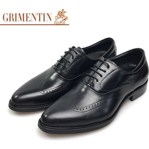 Grimentin italian mens oxfords shoes brands genuine leather black oxford shoes lace up