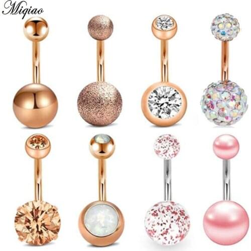 Miqiao 1pc 10G Surgical Steel Belly Button Ring 6 8 10 mm Bar For Women Piercing Navel Ear Rings CZ Body Piercing Jewelry