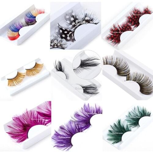 ICYCHEER Makeup Fancy Long Feather False Eyelashes Extension Salon Eye Lashes Long Party Salon Halloween Beauty