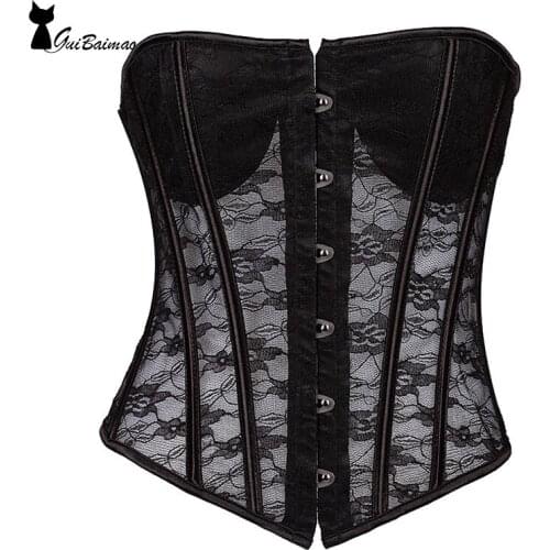 Lace Cinchers Sexy Semi-Sheer Boned Bustiers Lace Up Underbust Corsets