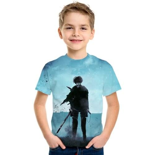 2020 Summer Boys Girls Japanese Anime 3D T-shirt Children Fashion Attack On Titan Shingeki No Kyojin Print T shirt Kids Tshirts
