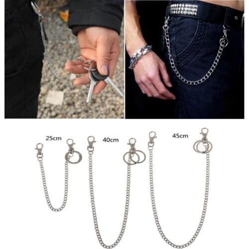 3 Pcs/set Unisex Pants Waist Chain Pocket Belt Jeans Metal Anti-lost Chains U2JF