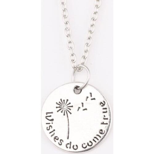 Lettering Wishes Do Come True Mother Daughter Dandelion Pendant Necklace Mom Gifts Jewelry Accessories