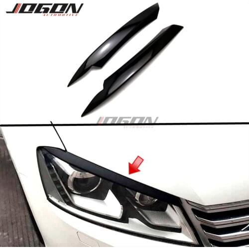 Car Headlight Eyebrow Eyelid Cover Trim For Volkswagen VW Passat B7 2010 - 2014 Piano Black & Matt 2pcs