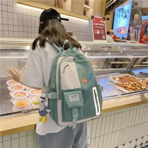 Simple Pattern Nylon Women Rucksack Female Travel Double Shoulder Backpack College Student School Bag For Teenager Girls Mochila