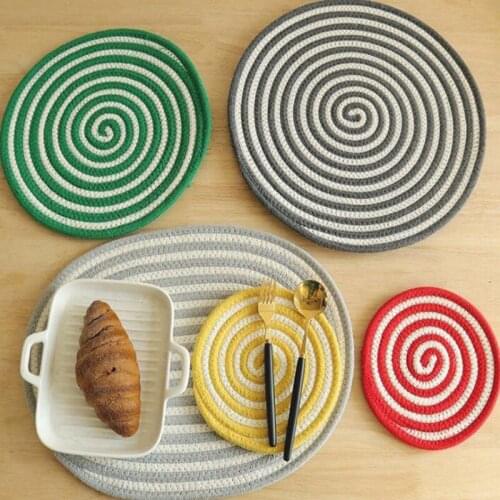 NEW Cotton Knitted Placemats Round Coaster Thick Cup Mat Tablewares Pad Table Decoration Collection
