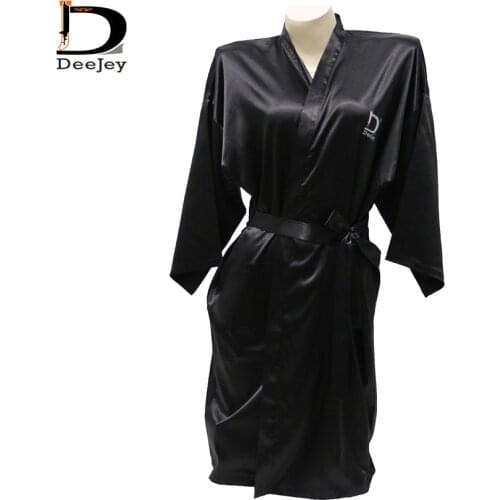 Custom brand name printing satin silk robe sleeping cloth WOMEN Kimono robes satin dressing V-neck nightwear