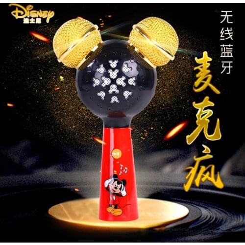 Dinsey Mickey Portable Bluetooth Karaoke Microphone Wireless Handheld Speaker Mini Home KTV For Music Player Singing Mic