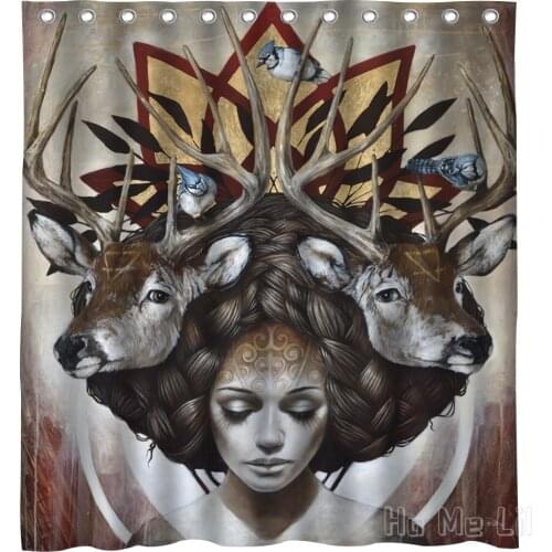 Psychedelic Woman Wildlife Design Decoration Waterproof Shower Curtain Bathroom Accessories