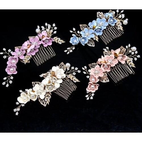 Luxury Hairpin for Women Hair Combs Headdress Prom Bridal Wedding Crown Elegant Hair Accessories Gold Leaves Headwear 1PC