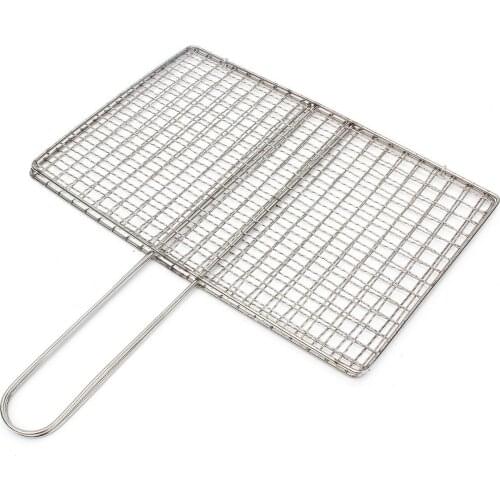 Stainless Steel BBQ Fish Meat Net Barbecue Grill Mesh Wire Clamp Outdoor Picnic