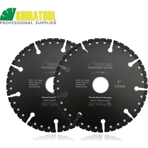 SHDIATOOL 2pcs 5" Vacuum Brazed Diamond Blade for All Purpose 125mm Demolition Blade For stone iron steel