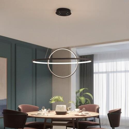 Black Painted Modern Led Pendant Lights For Dining Room Kitchen Bar Shop Indoor Simple Hanging Lamp Fixtures