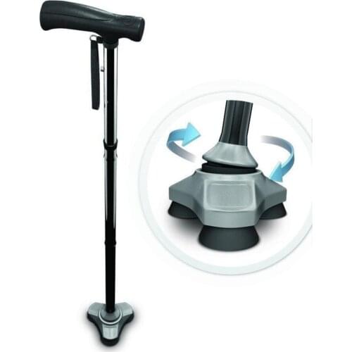 In any Terrain Reliable Foldable Illuminated 3 Legged Walking Stick