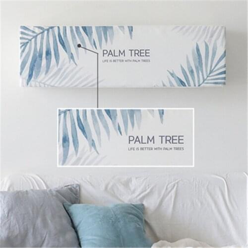 Indoor Air Conditioner Cover Wall Mounted Decorative Hood 74 78 81 85 89 95 x 27 x 19cm Plam Leaves White