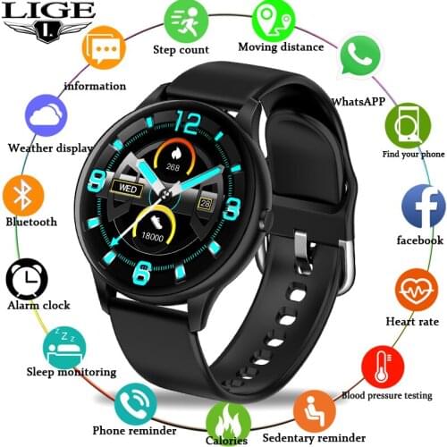 LIGE Waterproof Sports Smart Watch Men smartwatch Heart Rate Blood Pressure Monitor For Android ios Fitness Smart Watches Women