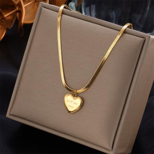 XIYANIKE 316L Stainless Steel Gold Color Heart Necklaces Snake Bone Chain Choker 2021 Pendants For Women Fashion Party Jewelry