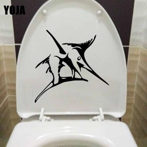 YOJA 23.1X22.7CM Funny Marlin Fish Toilet Decal Wall Sticker Bedroom Home Decoration T5-0299