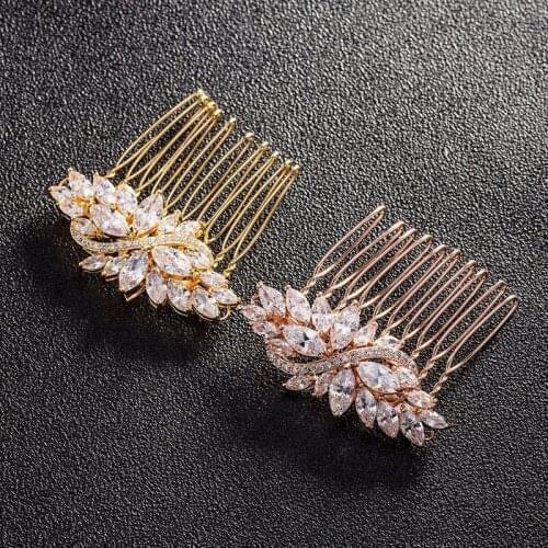 SLBRIDAL Top Quality Clear Cubic Zircon Wedding Hair Comb Bridal CZ Tiara Headpiece Hair accessories Bridesmaids Women Fashion