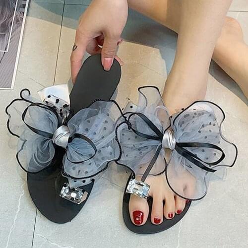 Womens Sandals Outdoor Fashion Platform Shoes Lace Bowknot Sandals Set Toe Large Size Rhinestone Sandals Босоножки Женские 2021