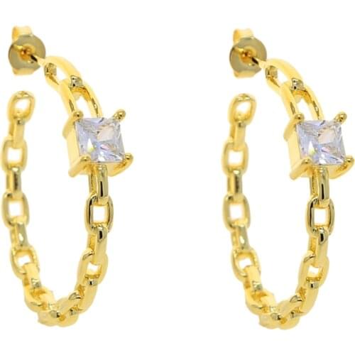 2021 Hot Sale Gold Color Link Chain Earrings for Women Vintage Large 30mm Round Circle Huggie Earrings Fashion Jewelry Brincos