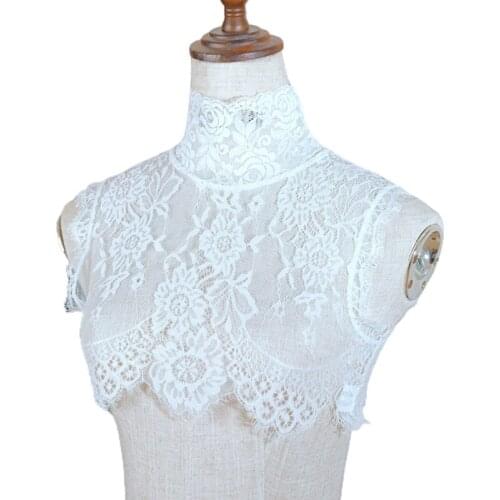 Artsy Collar Womens White Hollowing-Out Lace Floral Fake Collar False Collar for Summer Dress Wedding Dress Accessory