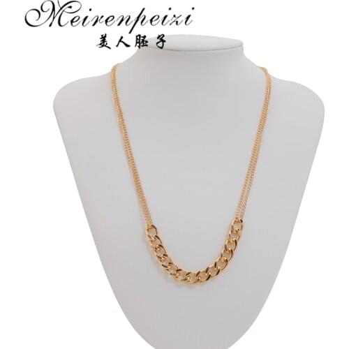 Gold Color Layered Pendant Necklace Chain For Women Statement Choker Chain Necklaces Punk Jewelry