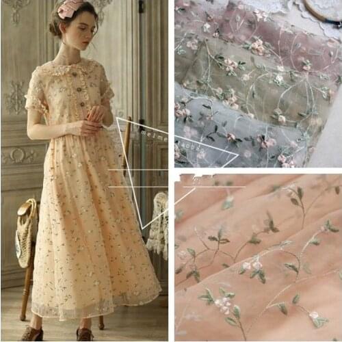 1Yard/Lot Flower Mesh Embroidery Lace Fabric Material Sew On Wedding Dress Clothes Patchwork DIY 130cm Width