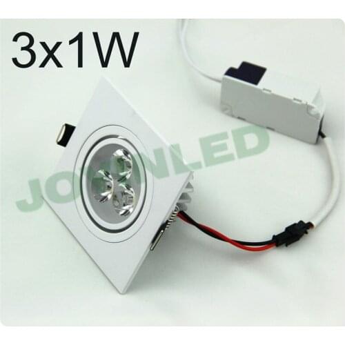10pcs 3*1W Dimmable White shell Square recessed led ceiling down light lamp include driver kitchen bathroom indoor led lighting