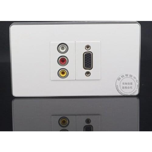 120MM Wall Face Plate 3RCA AV Audio + VGA Jack Outlet Socket Assorted Panel Faceplate