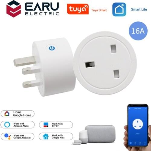 16A UK Smart Wifi Power Plug Energy Monitor Timer Smart Home House Wifi Wireless Socket Outlet for Alexa Google Home by Tuya App
