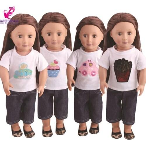18-inch Girl Doll White Shirt + Jeans Pants set for 18" Alexander Baby Doll play toys baby girl Christmas gifts