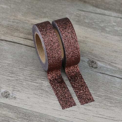 1X brown Glitter Washi Tape Japanese Stationery Scrapbooking Decorative Adhesive Tape Kawai Adesiva Decorativa