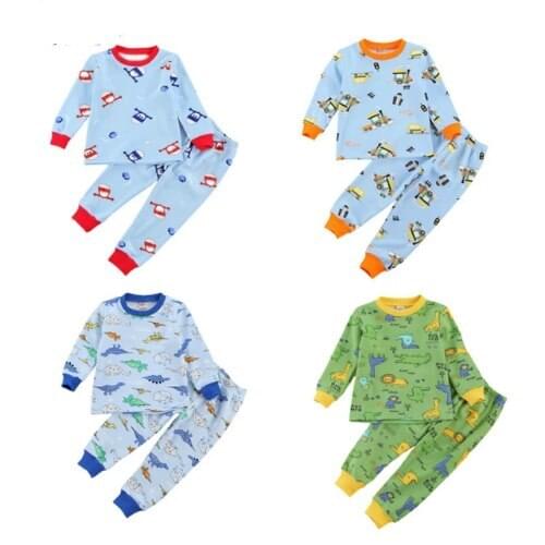 2PCS Toddler Kid Baby Boy Girl Cartoon Outfits Long Sleeve Top Pant Sleepwear Pajamas Set