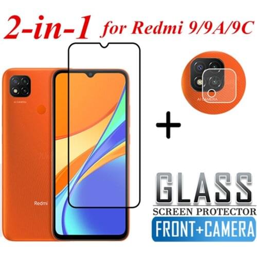 2in1 Tempered Glass for Xiaomi Redmi 9C 9A 9 C Full Cover Camera Screen Protector for Xiomi xiaomi Redmi Note 9 pro glass film