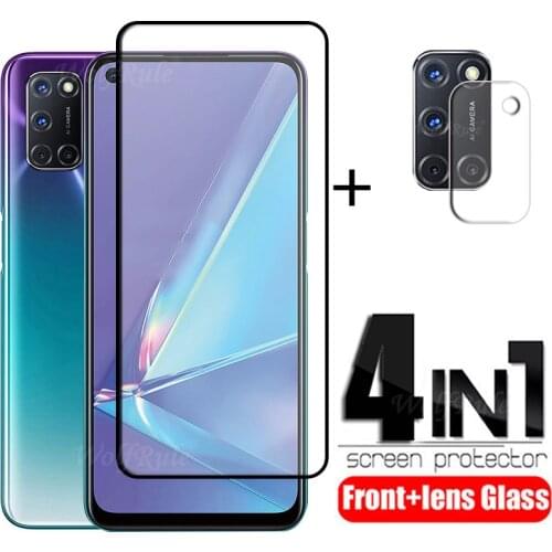 4-in-1 For OPPO A72 Glass For OPPO A72 A 72 Tempered Glass Full Cover Screen Protector For OPPO A15 A53 A92 A52 A72 Lens Glass