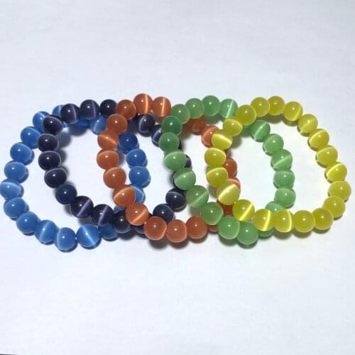 9-10mm Natural Different Colors Cat Eye Quartz Chakra Healing Reiki Home Decoration Stone Handicraft Decoration Bracelets