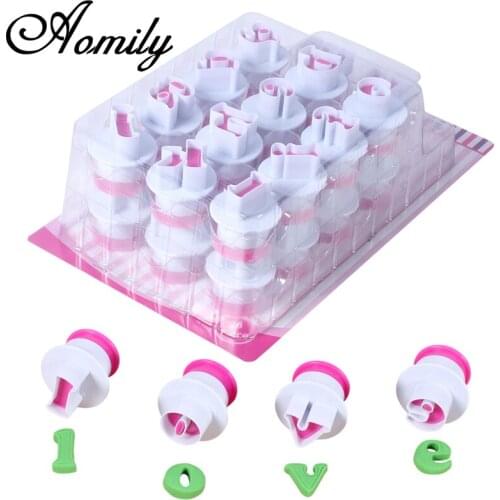 Aomily Uppercase Lowercase Alphabet Digital Shaped Silicone Stapmer Molds DIY Fondant Cake Mold Sugar Craft Chocolate Moulds