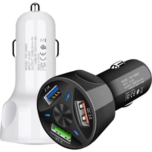 Adaptador de mechero para coche, cargador rápido de 12v-24v, QC 3,0, 3 USB, para iPhone 12 Pro max 11 Xiaomi