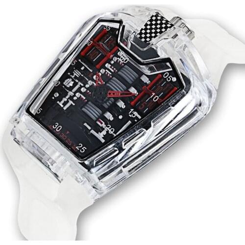 3D Face Black Luxury Mens Quartz Watch Transparent Watch Cool PersonalitySport Watches Gifts for Lover Hot Sale Relogio