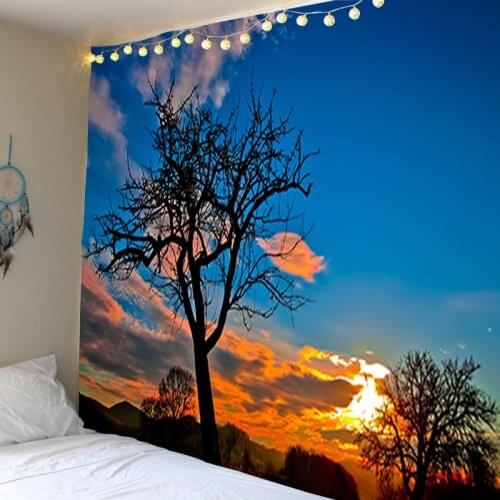 Trees, Twilight, Decorative Blankets, Blankets, Hanging Decorative Cloth In The Living Room Of The Bedroom