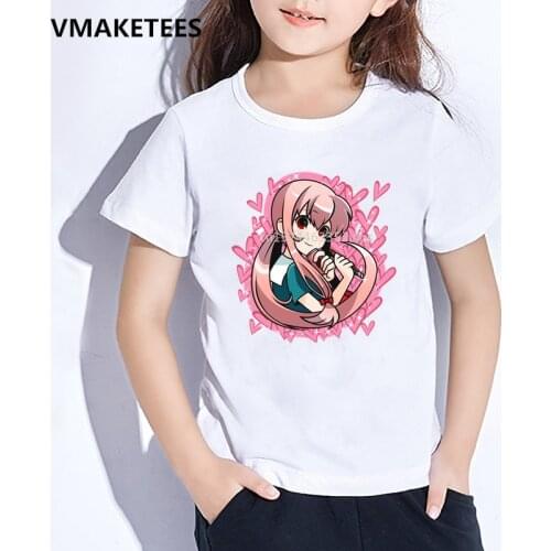 Kids Summer Girls & Boys Funny T shirt Children Anime Future Diary Mirai Nikki Print T-shirt Baby Kawaii Cartoon Clothes