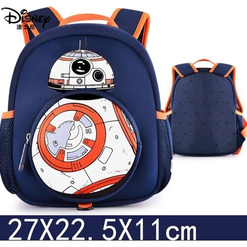 Child Disney School Bag Cute Preschool Education Baby Cartoon Anime Pattern School Bag Blue Breathable Comfortable Anti-Lost Bag