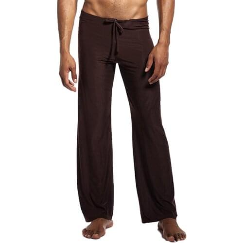 Men Sleep Bottoms Casual Solid Color Low-waisted Drawstring Loose Pants Running Yoga Trousers штаны мужские 2021