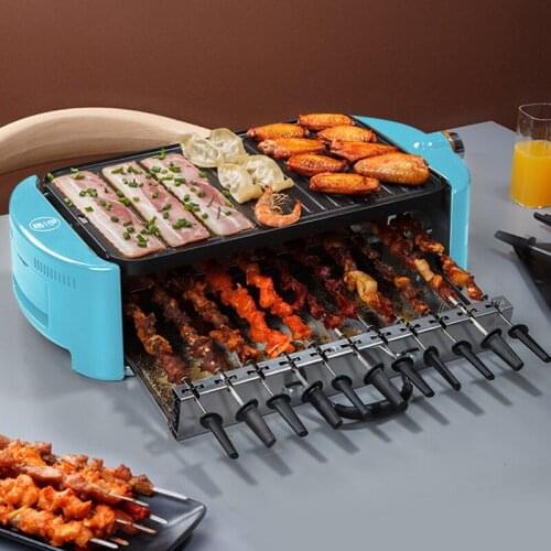 TT Electric Barbecue Grill Skewers Machine Roast Lamb Washing and Baking Integrated Household Automatic Rotating Indoor Smoke